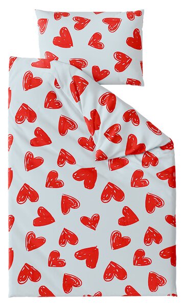 Pamučna posteljina WARM HEART svijetlo plava Dimenzije posteljine: 70 x 90 cm | 140 x 220 cm