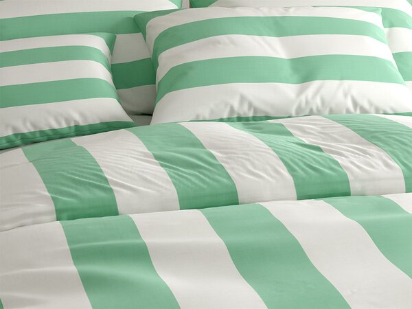 Pamučna posteljina STRIPES bijelo-zelena Dimenzije posteljine: 70 x 90 cm | 140 x 220 cm