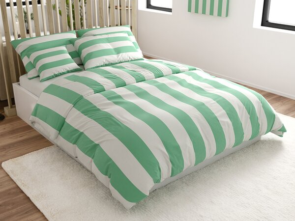 Pamučna posteljina STRIPES bijelo-zelena Dimenzije posteljine: 70 x 90 cm | 140 x 220 cm
