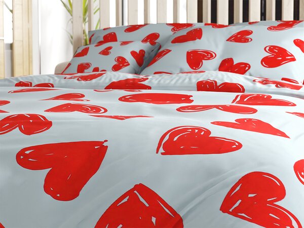 Pamučna posteljina WARM HEART svijetlo plava Dimenzije posteljine: 70 x 90 cm | 140 x 220 cm