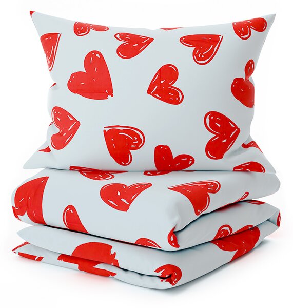 Pamučna posteljina WARM HEART svijetlo plava Dimenzije posteljine: 70 x 90 cm | 140 x 220 cm