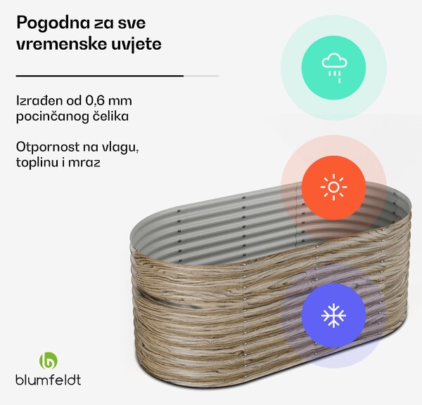 Blumfeldt High Grow povišeni krevet, 1169 L, Ergonomski, Otporan na vremenske uvjete, Ovalni