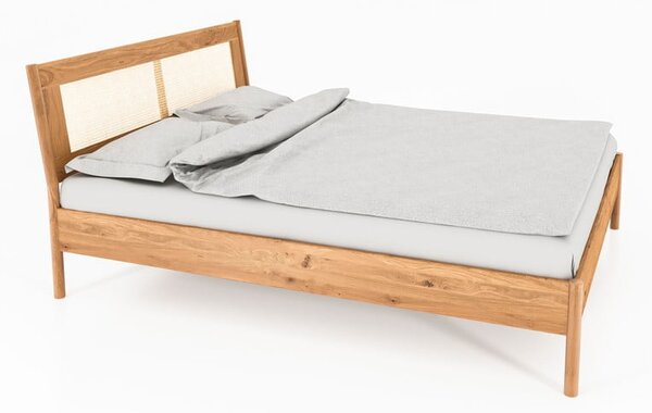 Bračni krevet od hrastovine s uzglavljem od ratana 160x200 cm Pola - The Beds