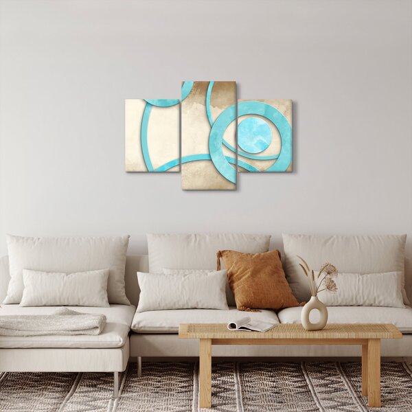 Slika - Plavi krugovi na akvarelu (90x60 cm)