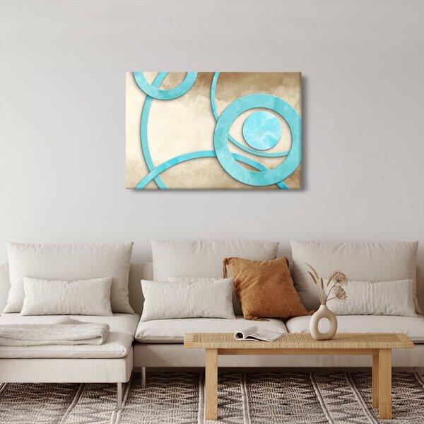 Slika - Plavi krugovi na akvarelu (90x60 cm)