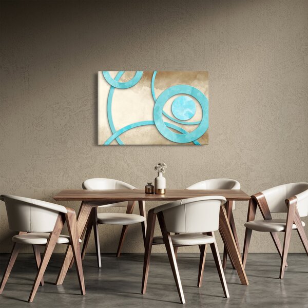 Slika - Plavi krugovi na akvarelu (90x60 cm)