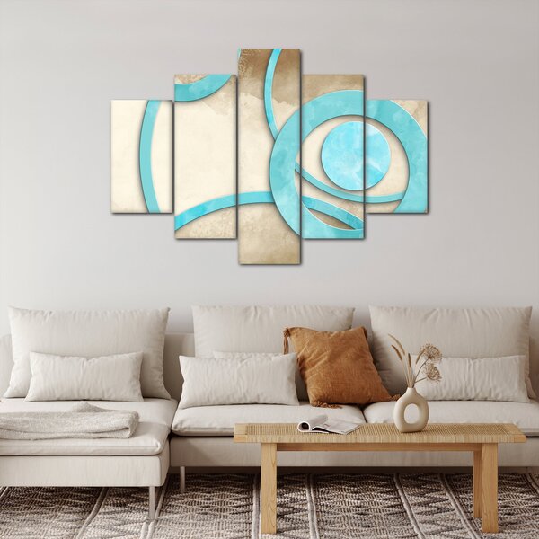 Slika - Plavi krugovi na akvarelu (150x105 cm)