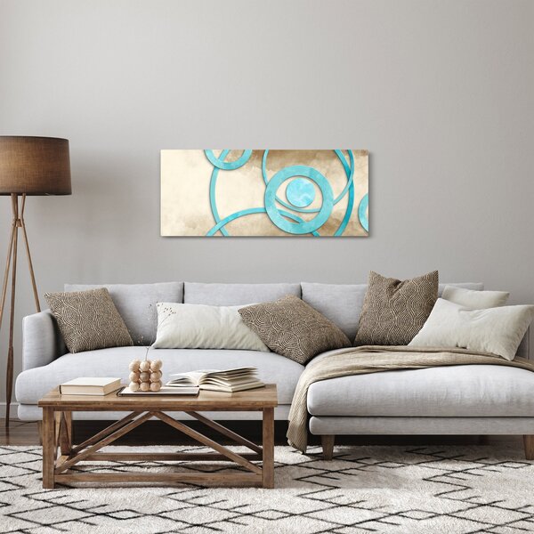 Slika - Plavi krugovi na akvarelu (120x50 cm)