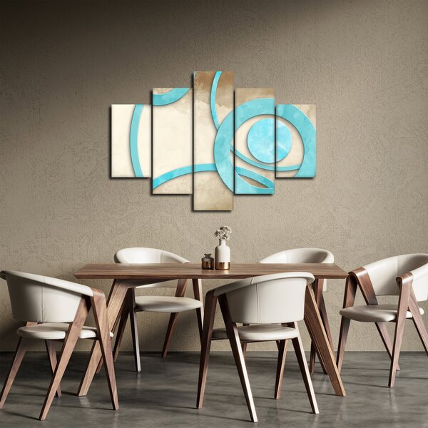 Slika - Plavi krugovi na akvarelu (150x105 cm)