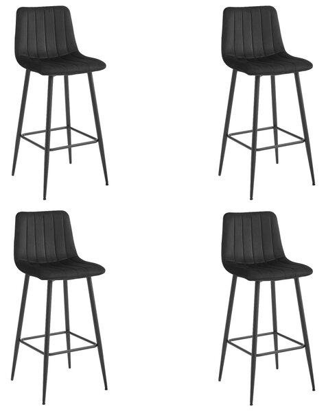 Barska stolica POZZA VELVET s crnim nogama, crna