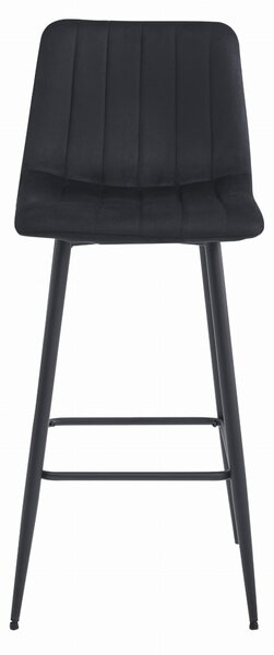 Barska stolica POZZA VELVET s crnim nogama, crna