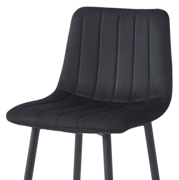 Barska stolica POZZA VELVET s crnim nogama, crna