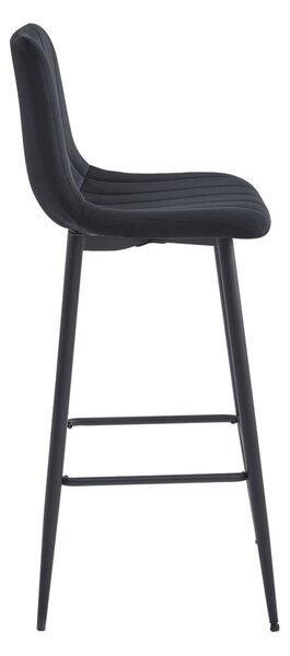 Barska stolica POZZA VELVET s crnim nogama, crna