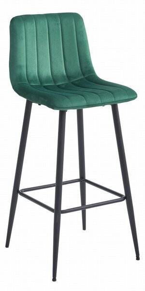 Barska stolica POZZA VELVET s crnim nogama, tamno zelena
