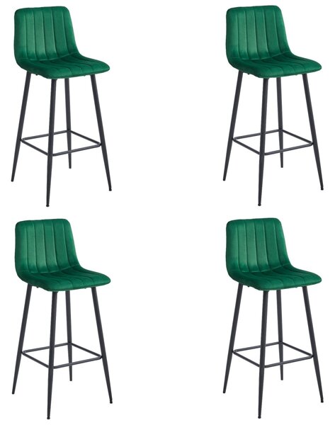 Barska stolica POZZA VELVET s crnim nogama, tamno zelena