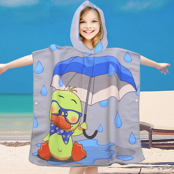 Dječje pončo DUCK SPLASH sivo Dimenzije: 60 x 120 cm