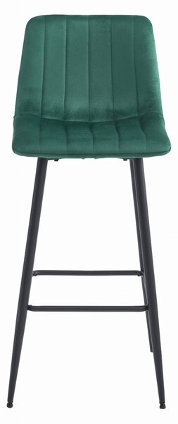 Barska stolica POZZA VELVET s crnim nogama, tamno zelena