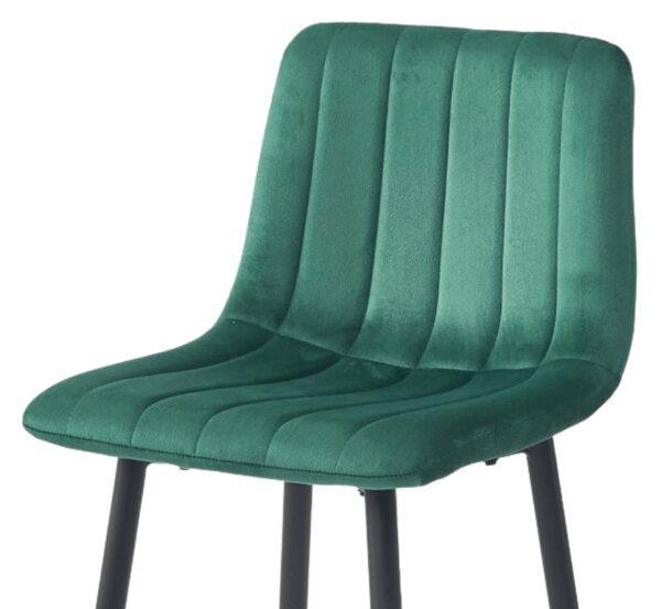 Barska stolica POZZA VELVET s crnim nogama, tamno zelena