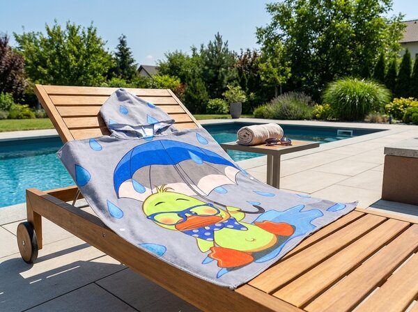 Dječje pončo DUCK SPLASH sivo Dimenzije: 60 x 120 cm
