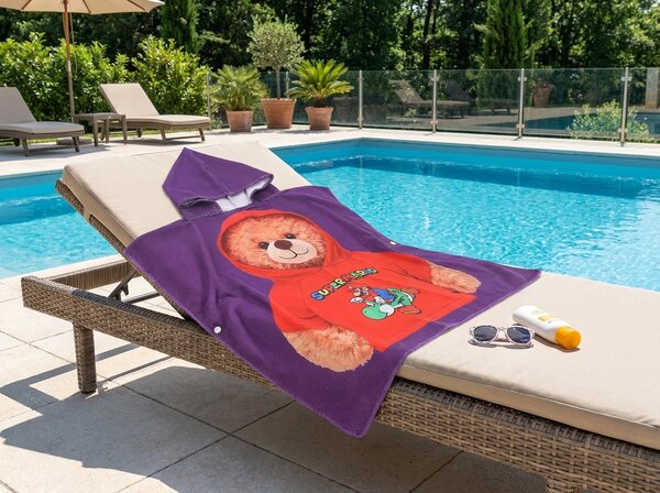 Dječji pončo TEDDY MARIO ljubičasti Dimenzije: 60 x 120 cm
