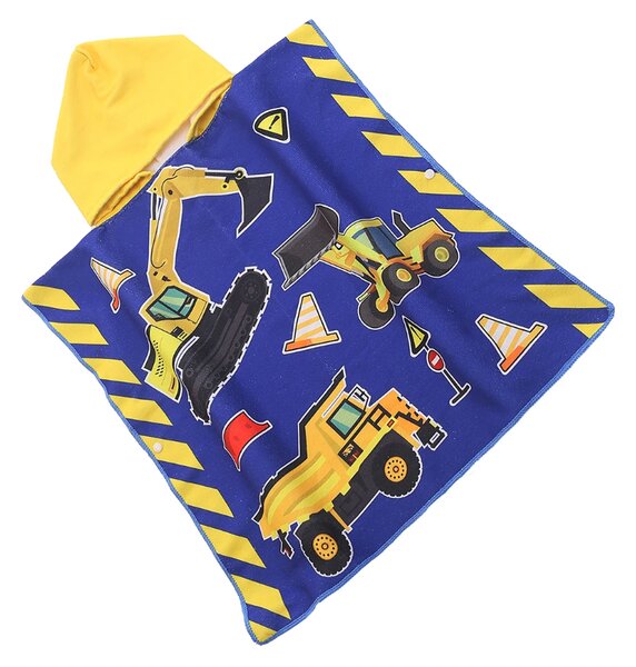 Dječje pončo LITTLE BUILDER plavo Dimenzije: 60 x 120 cm