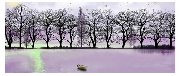 Slika - Brodica na jezeru (120x50 cm)