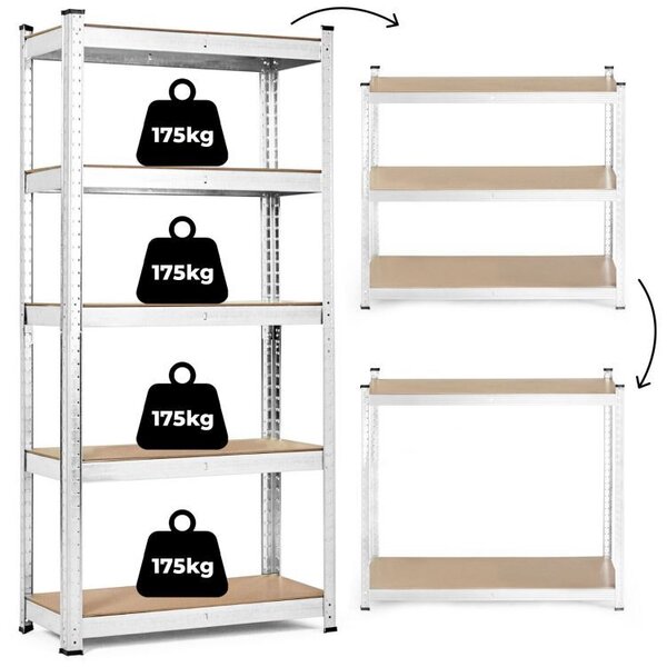Stabilni metalni stalak za odlaganje sa 5 polica 180 x 90 x 40 cm