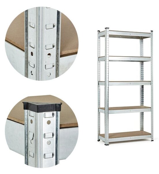 Stabilni metalni stalak za odlaganje sa 5 polica 180 x 90 x 40 cm