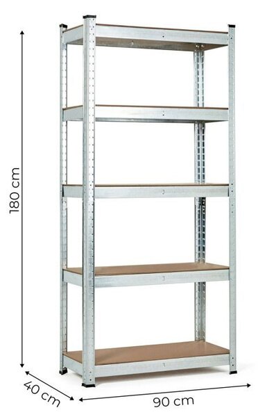 Stabilni metalni stalak za odlaganje sa 5 polica 180 x 90 x 40 cm