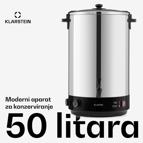 Klarstein KonfiStar 50, lonac za zakuhavanje, 50 L, spremnik za napitke, 110 ° C, 120 min, nehrđajući čelik