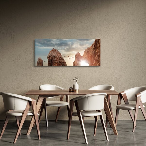 Slika - Zalazak sunca nad liticama (120x50 cm)