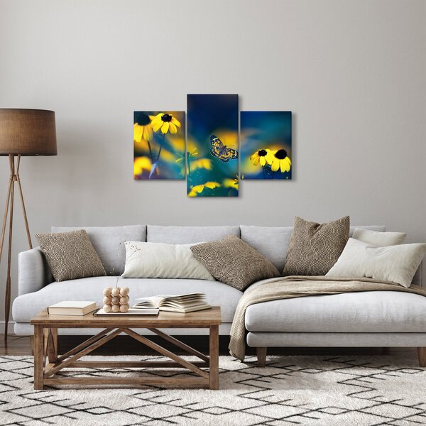 Slika - Žuti leptir s cvijećem (90x60 cm)