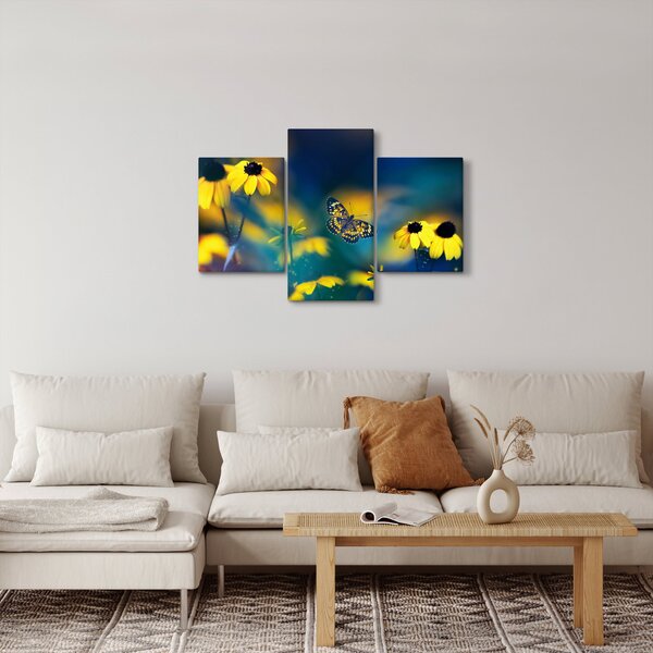 Slika - Žuti leptir s cvijećem (90x60 cm)