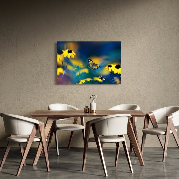 Slika - Žuti leptir s cvijećem (90x60 cm)