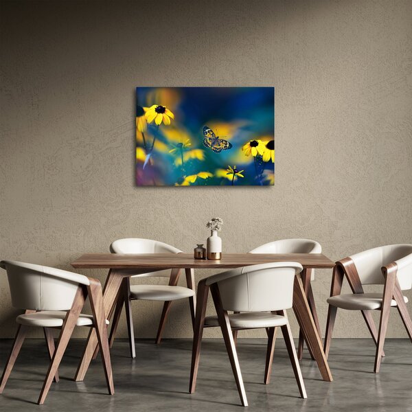 Slika - Žuti leptir s cvijećem (70x50 cm)