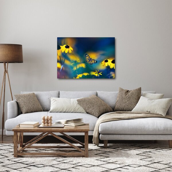 Slika - Žuti leptir s cvijećem (70x50 cm)