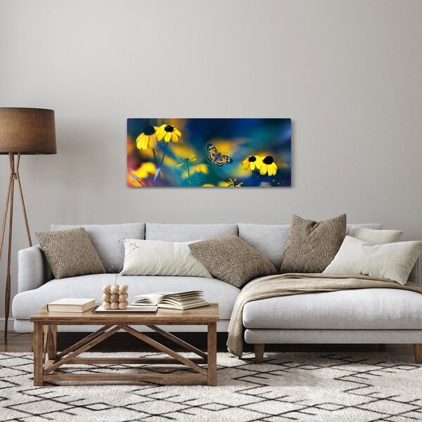 Slika - Žuti leptir s cvijećem (120x50 cm)