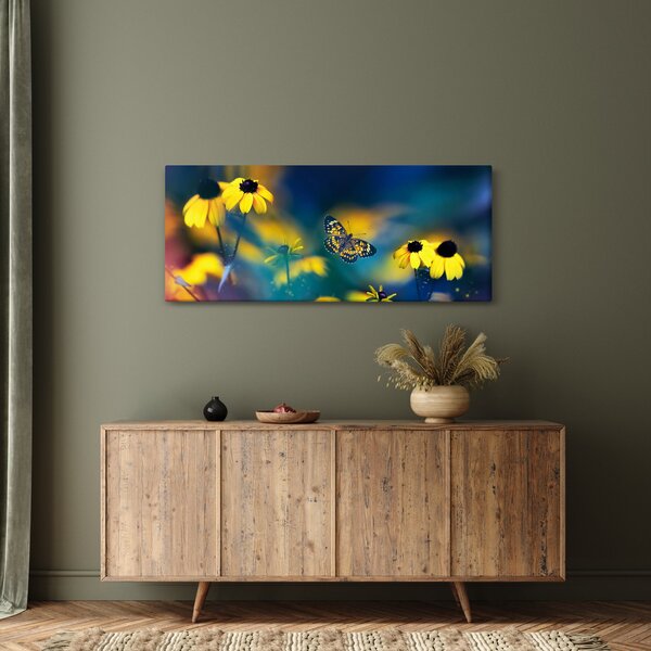 Slika - Žuti leptir s cvijećem (120x50 cm)