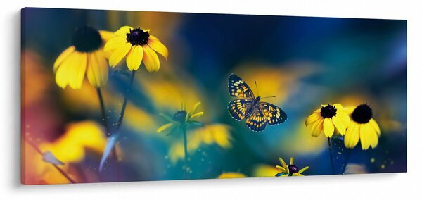 Slika - Žuti leptir s cvijećem (120x50 cm)