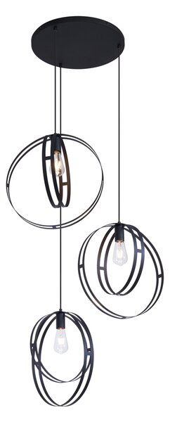 Smart hanglamp zwart rond 3-lichts incl. Wifi G95 - Indu