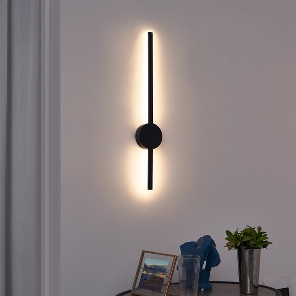 Moderna zidna svjetiljka crna 60 cm uklj. LED - Clockwise