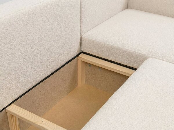 Razvlačna kutna garnitura L SMART BOUCLE 232x143 cm, krem, univerzalna