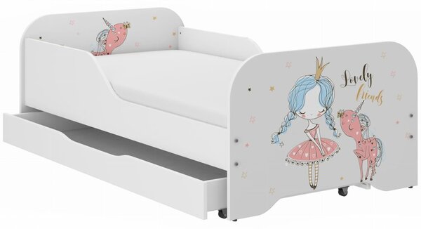 Dječji krevet 140 x 70 cm s motivom princeze i jednoroga