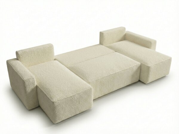 Razvlačna U kutna garnitura SMART BOUCLE 303x143 cm, sivo-bež