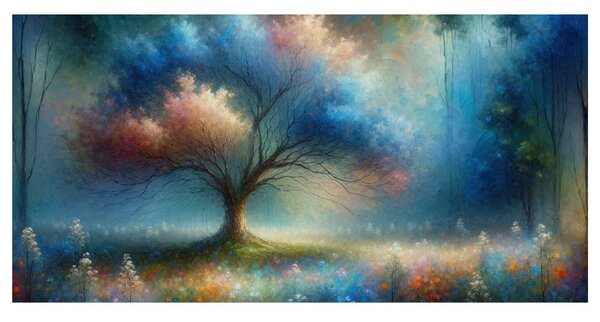 Slika mističko drvo života s cvijećem