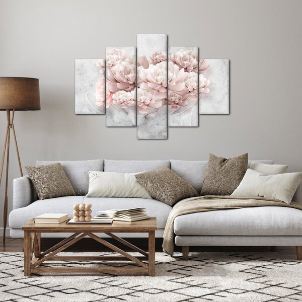 Slika - Ružičasto cvijeće na zidu (150x105 cm)