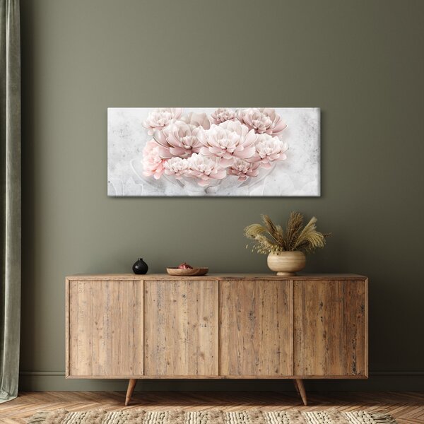 Slika - Ružičasto cvijeće na zidu (120x50 cm)