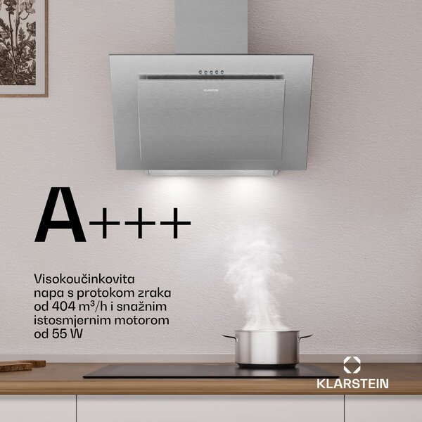 Klarstein Athena napa bez kape | Odvodni i recirkulacijski način rada | 254 m³/h | 56 W | 60 cm