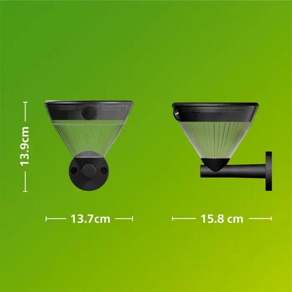 Kyna VANJSKA SOLARNA ZIDNA LED SVJETILJKA SA SENZOROM 2700K CRNA 8721103105592