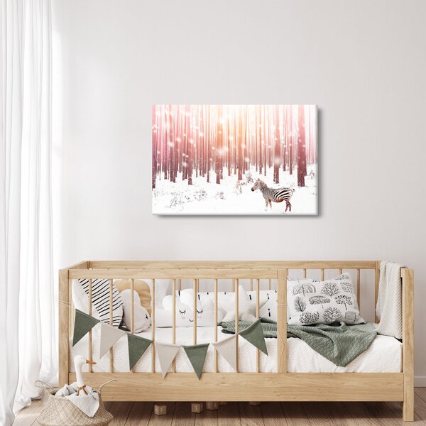 Slika - Zebra u snježnoj šumi (90x60 cm)